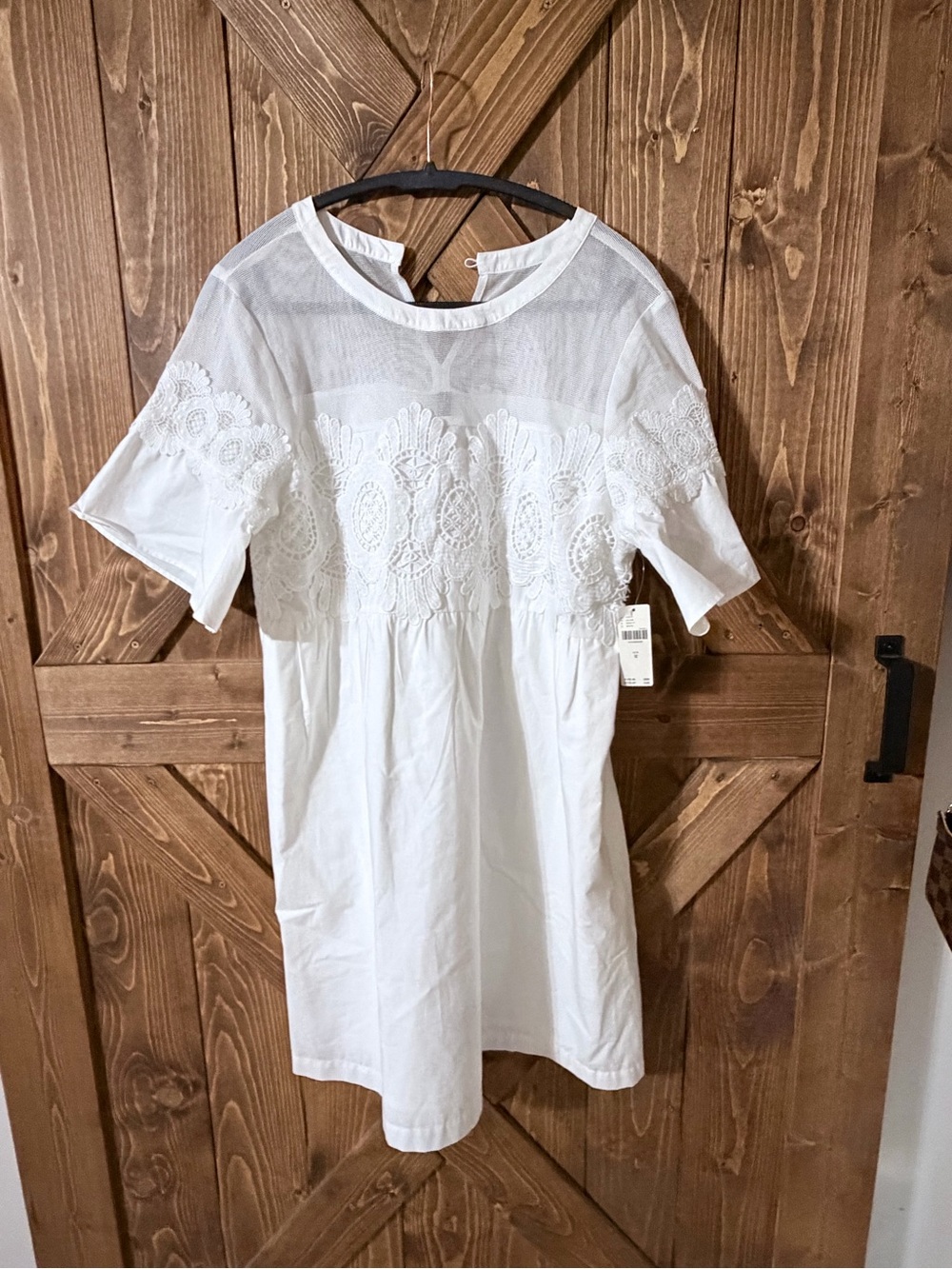 Anthropologie White Embroidered Lace Yoke Mini Dress